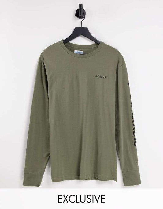 North Cascades long sleeve t-shirt in green/black Exclusive