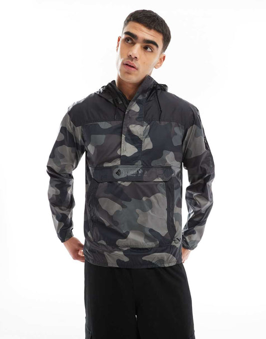 Challenger windbreaker jacket in black camo