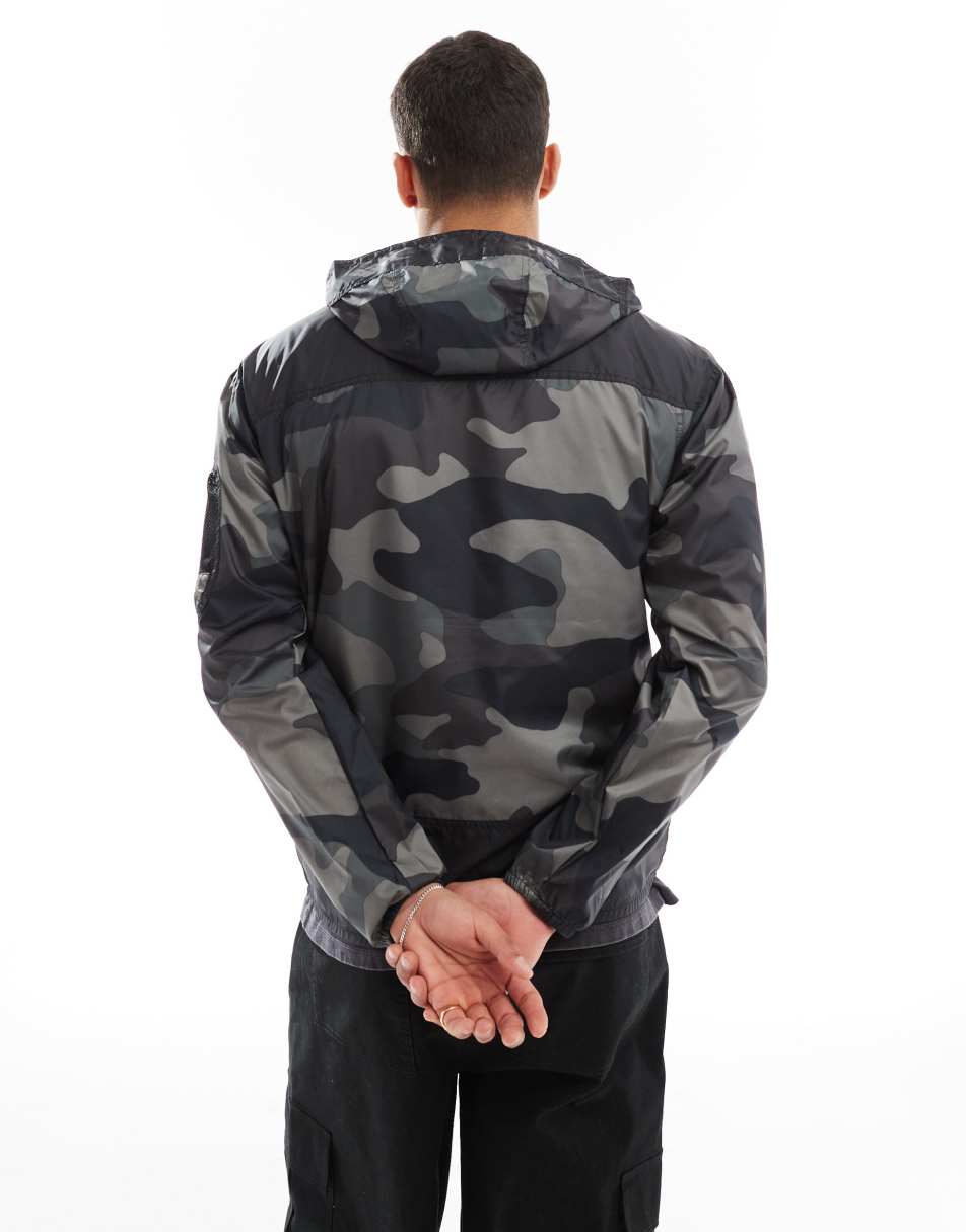 Challenger windbreaker jacket in black camo