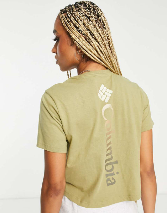 Unionville back print cropped t-shirt in khaki Exclusive