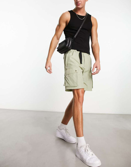 Doverwood crinkle utility shorts in khaki  Exclusive