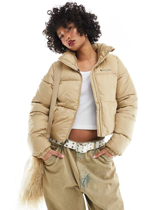 Puffect cropped jacket in beige Exclusive