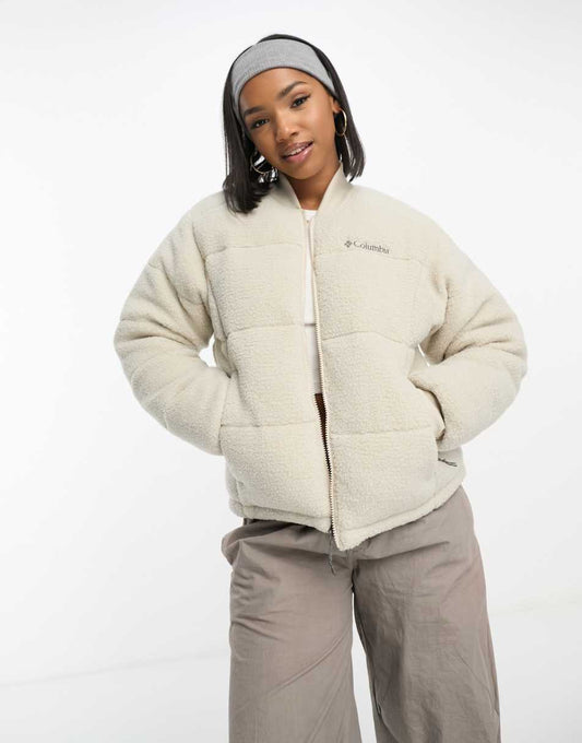 Puffect sherpa bomber jacket in stone