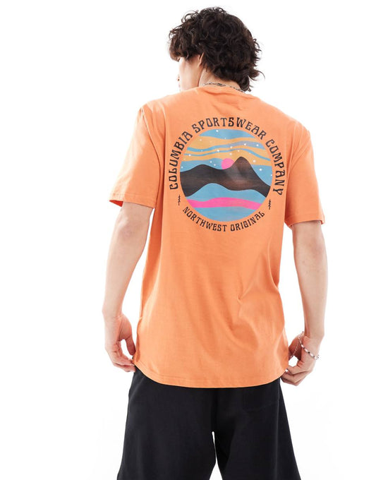 Rollingwood back print t-shirt in orange Exclusive