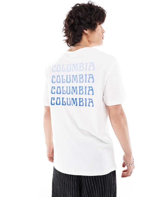 Unionville back print t-shirt in white and blue Exclusive