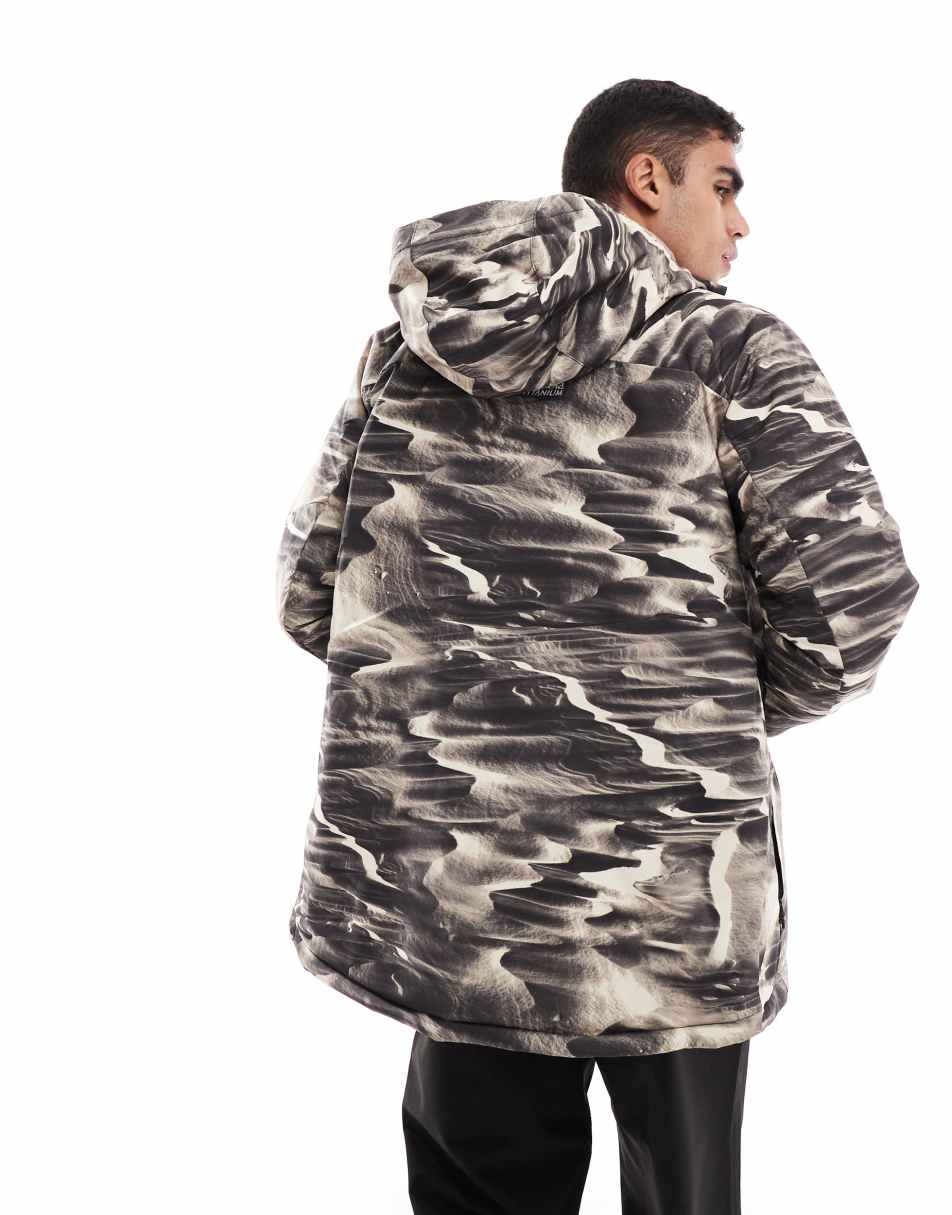 Winter District printed ski jacket in brown