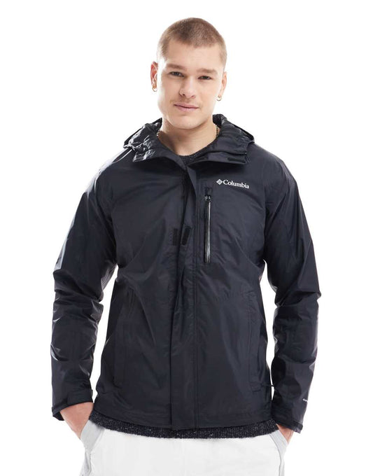 Pouring Adventure hooded rain jacket in black