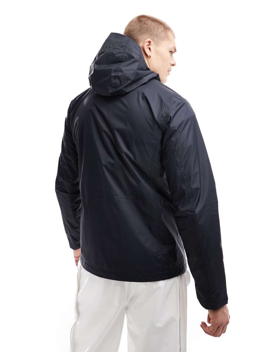 Pouring Adventure hooded rain jacket in black