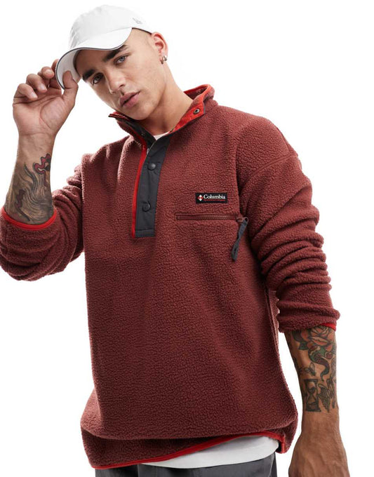 Helvetia II half snap fleece in burgundy