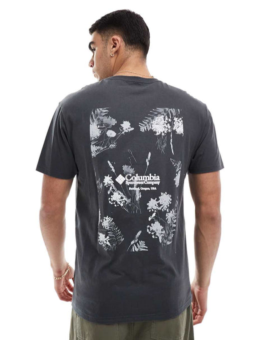 Navy Heights back print floral print t-shirt in black Exclusive