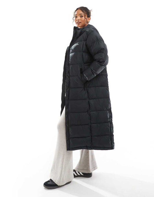 Pike Lake II long line puffer coat in black