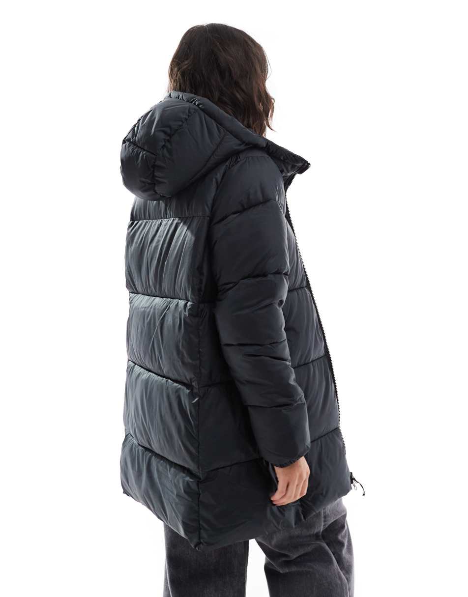 Puffect II puffer mid hooded jacket in black