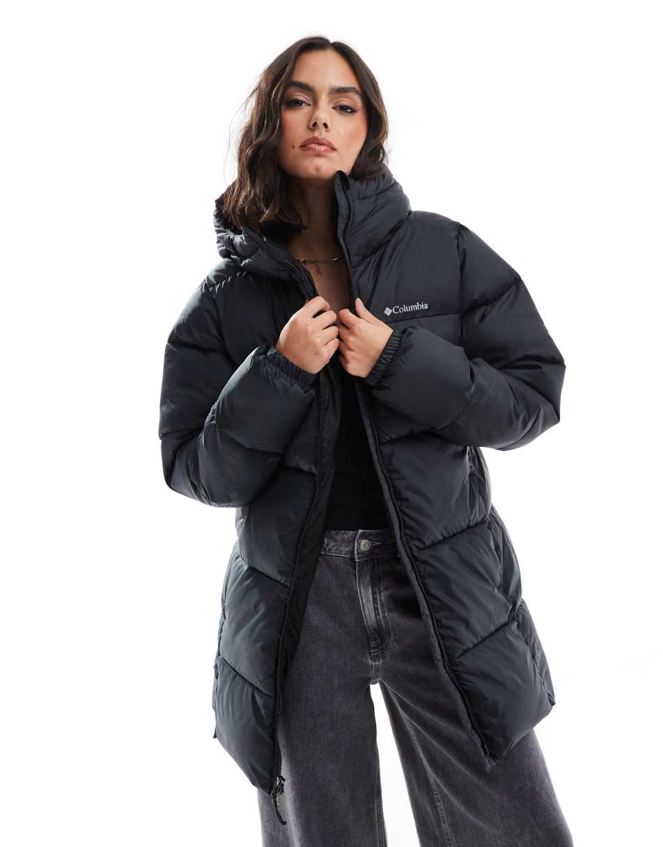 Puffect II puffer mid hooded jacket in black