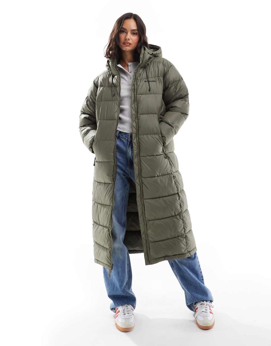 Pike Lake II long line puffer coat in stone green