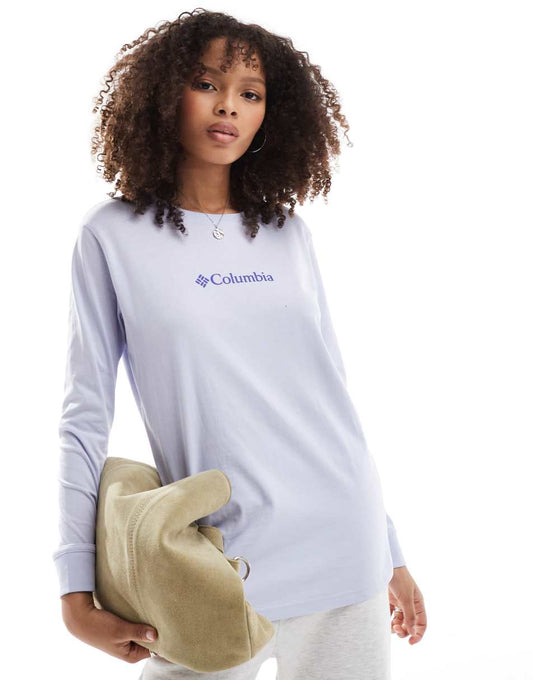 North Cascades long sleeve t-shirt in snowdrift and gem purple