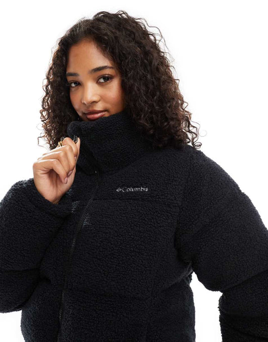 Puffect puffer sherpa jacket in black