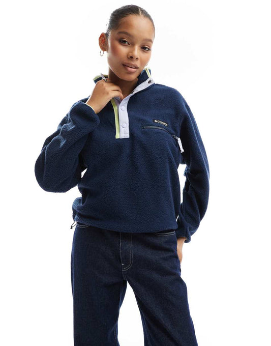 Helvetia II cropped half snap fleece in collegiate navy