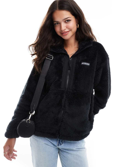 Boundless Discovery II sherpa full zip fleece in black