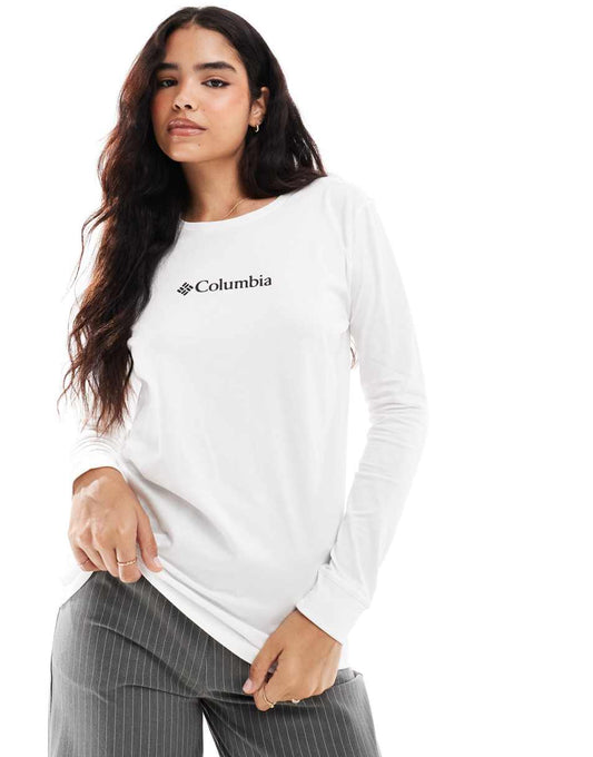 North Cascades long sleeve t-shirt in white and gem